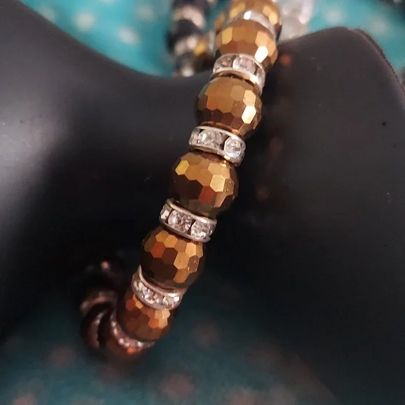 4 PC Crystal Beaded Faceted Rhinestone Stretch bracelets - Picture 9 of 11